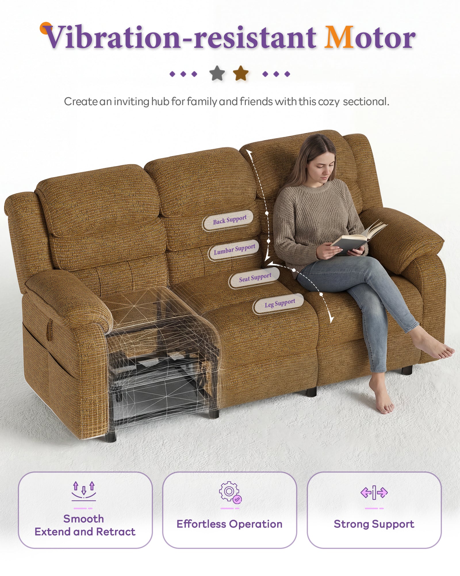 TYBOATLE Power Recliner Sofa, 3 Seater Electric Reclining Sofa with Dual Motors and Remote Control, Chenille Recliner Couch w/ Side Pockets for Living Room, RV, Game Room, Home Theater, 76.5" Wide (Brown)