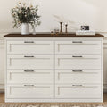 LAZZO 8-Drawer Dresser, Farmhouse Rustic Wood Chest of Drawers, Wide Storage Organizer for Bedroom, Living Room, Entryway, White