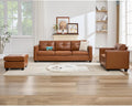 TYBOATLE Brown Leather 3-Piece Sofa Set with USB & Type-C, Living Room Couch, Sectional Couches, Comfy 3-Piece Living Room Furniture with Charging Ports, RV Office Apartment Bedroom, Brown