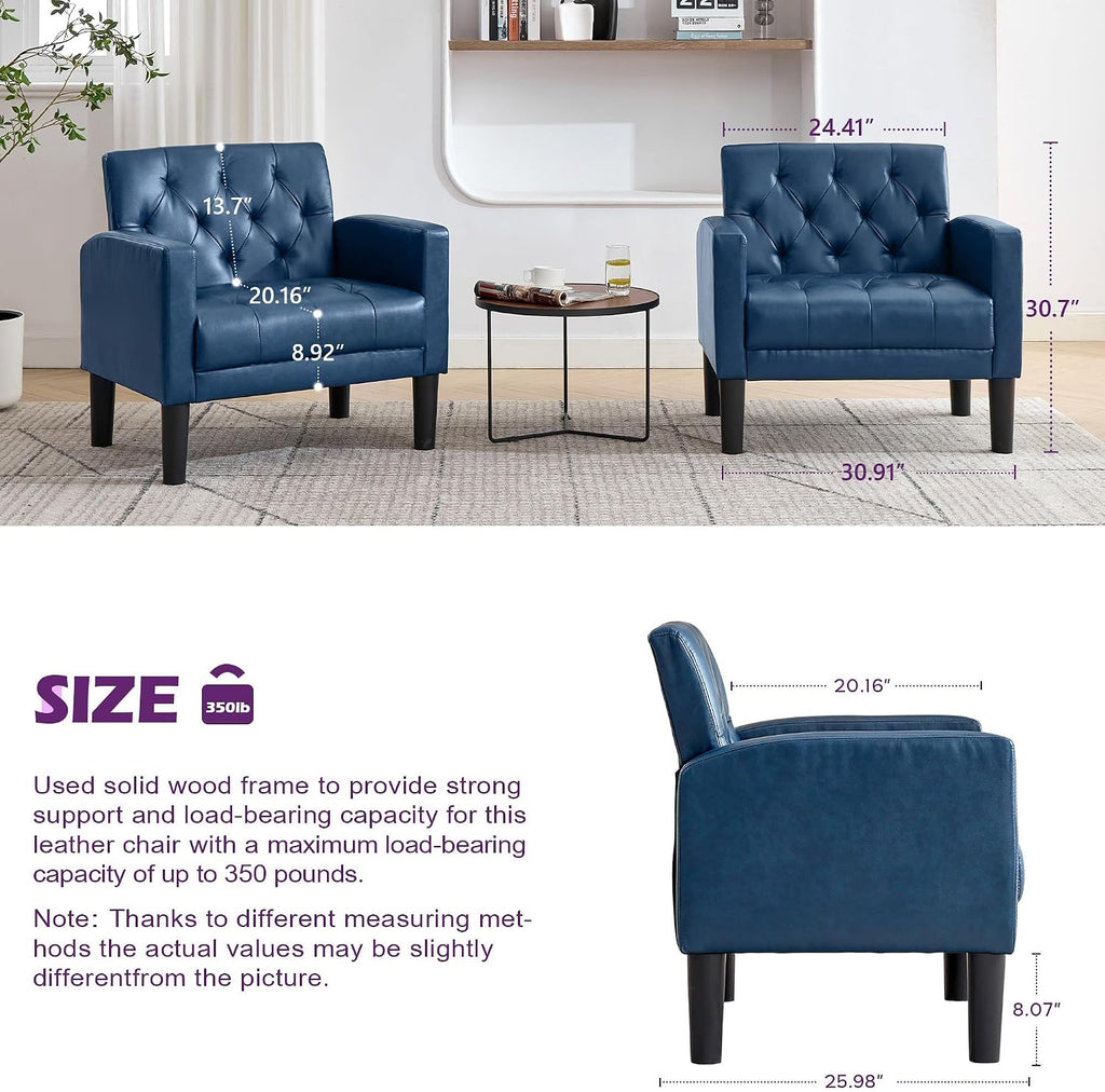 TYBOATLE Leather Accent Chairs Set of 2 w/Storage, Comfy Modern Living Room Chairs