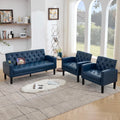 TYBOATLE 62" W Leather Loveseat w/Chairs (3, Blue)