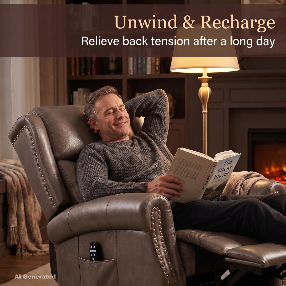 HOPUBUY Vintage Genuine Leather Recliner Chair,Luxury Executive Office,Taupe Brown 360° Swivel Glider, 8‑Point Vibration Massage Lumbar Heat, 155° Push‑Back Recliner,Business Lounge for Home and Study