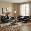 TYBOATLE 3 Piece Furniture Sets, Small Loveseat for Living Room, Black Faux Leather Couch Mid Century Modern Tufted Mini Sofa Comfy Office 2 Seat Love Seat for Small Spaces Bedroom