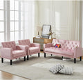 TYBOATLE 62‘‘ 3 Piece Sofa Sets with Loveseat and Chairs, Upholstered Small Couch Set for Living Room, Bedroom or Apartment, Compact Loveseat with Chairs for Small Spaces, Pink