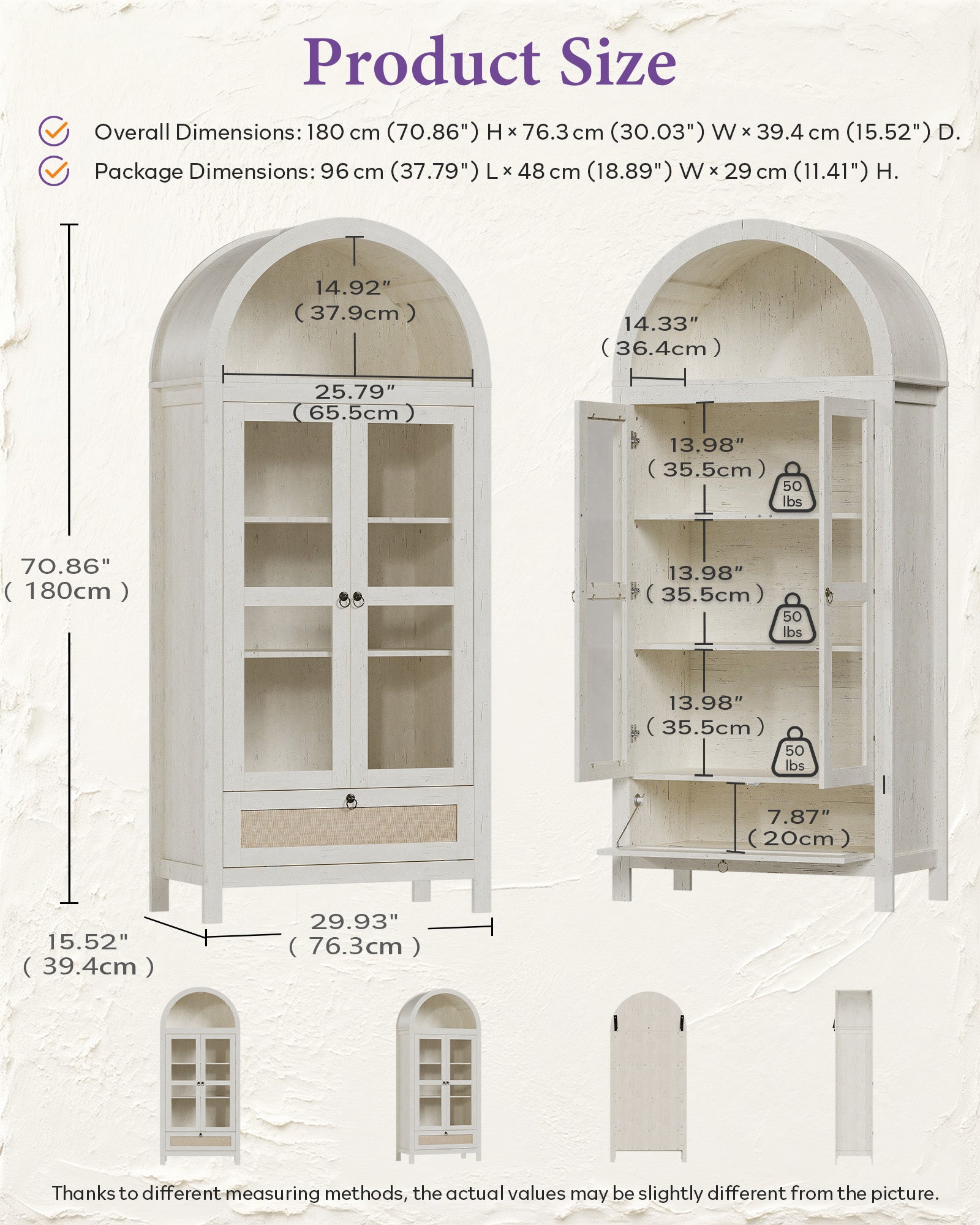 71'' Arched Pantry Cabinet, Arch Storage Cabinet w/Glass Door for Kitchen | Storage Cabinet with Innovative Drawer, Anti-Tip Device, Versatile Cupboard for Dining Room, Bathroom, Lobby, White