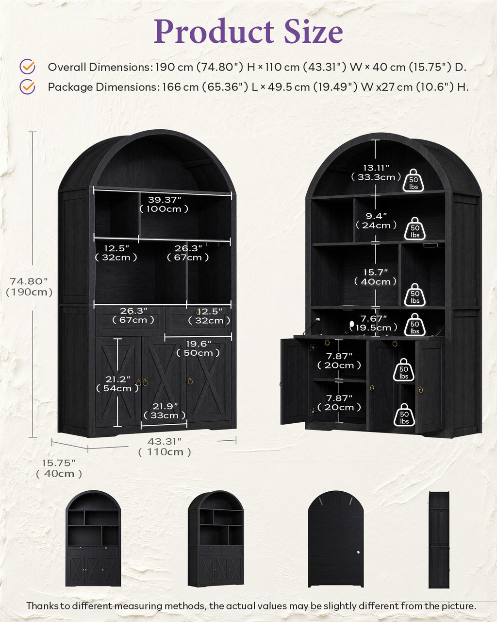 75'' Arched Cabinet, Arch Storage Cabinet with Power Strip Kitchen Dining | TYBOATLE, Farmhouse Pantry Cabinet, Open Shelves, Soft-Close Doors, Anti-Tip Device, X-Frame Doors, Coffee Bar Storage