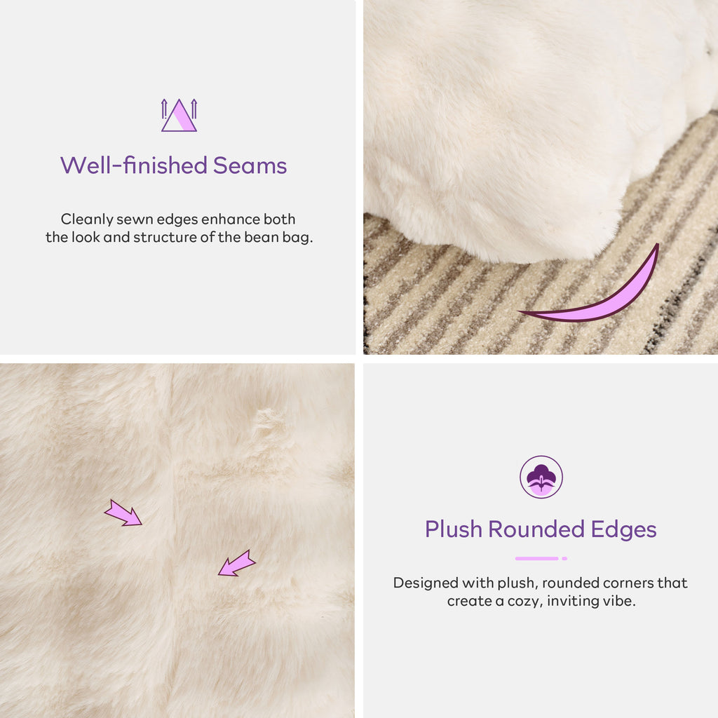 TYBOATLE 3 in 1 Giant Bean Bag Chair for Adults, Plush Fluffy Bean Bag Couch w/High-Density Memory Foam Filling, Convertible Floor Sofa to Mattress for Dorm, Apartment, Bedroom (Beige)