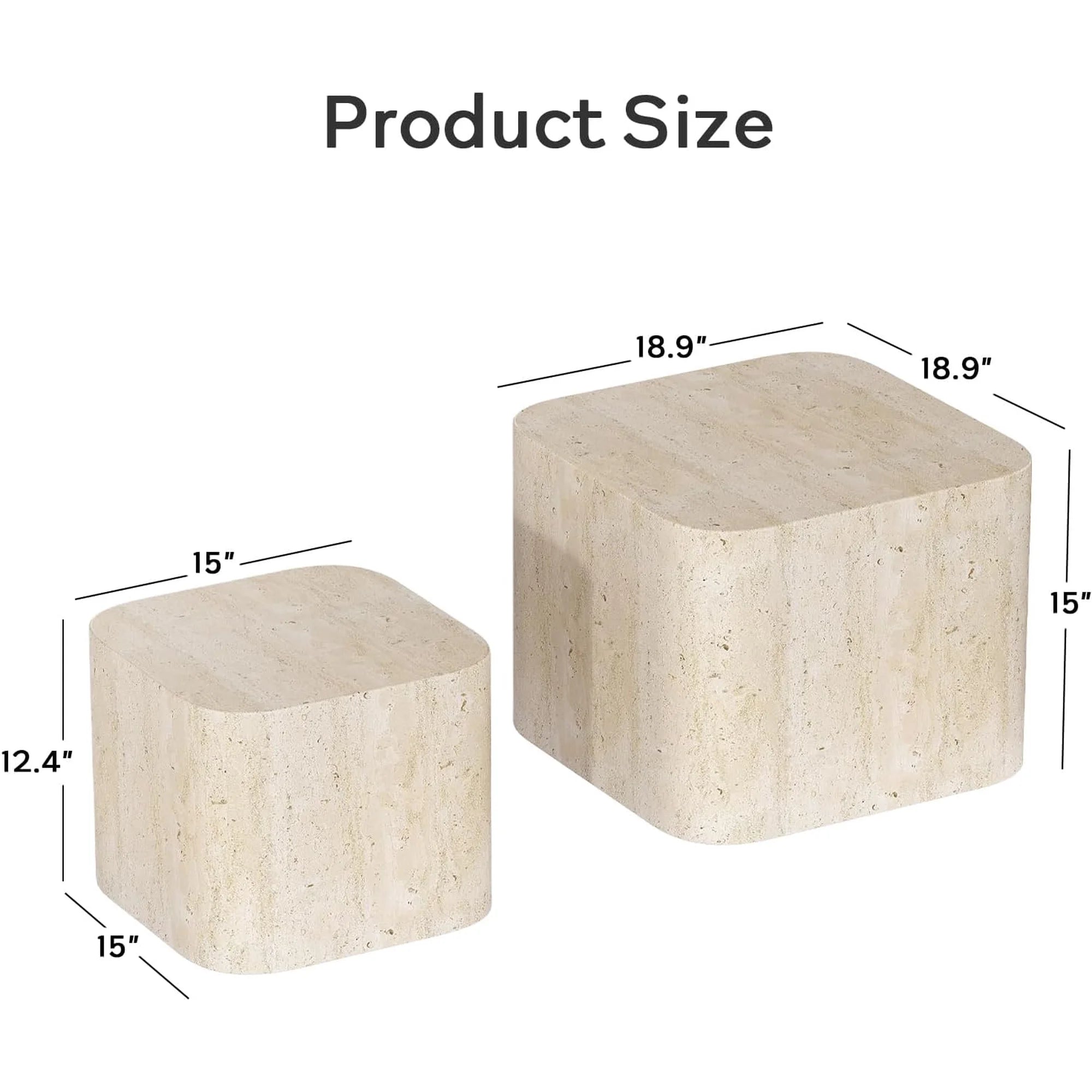 LAZZO Nesting Coffee Table Set of 2, Modern Wooden Coffee Table & End Table, Small Side Tables for Living Room, Bedroom & Apartment, Beige