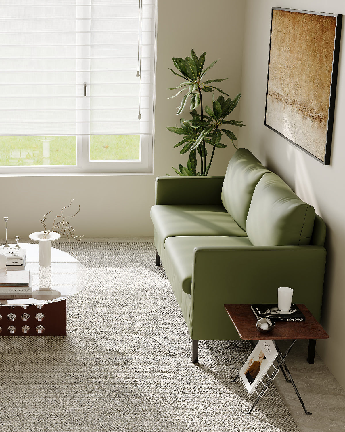 TYBOATLE Modern Faux Leather Small Couches for Small Spaces, Comfy Upholstered Green Love Seat for Bedroom, 2 Seater Mini Couch for Dorm, Apartment, Office, Green