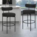 AODAILIHB 360°Swivel Upholstered Barstools set of 2, Bar Height Swivel Bar Stools with Back, High Bar Chairs Island Stools for Kitchen Counter, Black