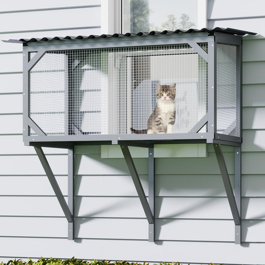 AODAILIHB Cat Window Perch House, Outdoor Catio Furniture Window Box, All Weather Use Cat Window Hammock for Napping, Overlooking