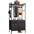 AODAILIHB Freestanding Garment Rack with 4 Drawers，Heavy Duty Standing Adjustable Clothing Rack，Multi-Functional Closet Rack with Large Storage Space，Black
