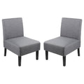 AODAILIHB Living Room Armless Accent Chair Set of 2, Modern Dining Fabric Lounge Reading Chairs, Gray
