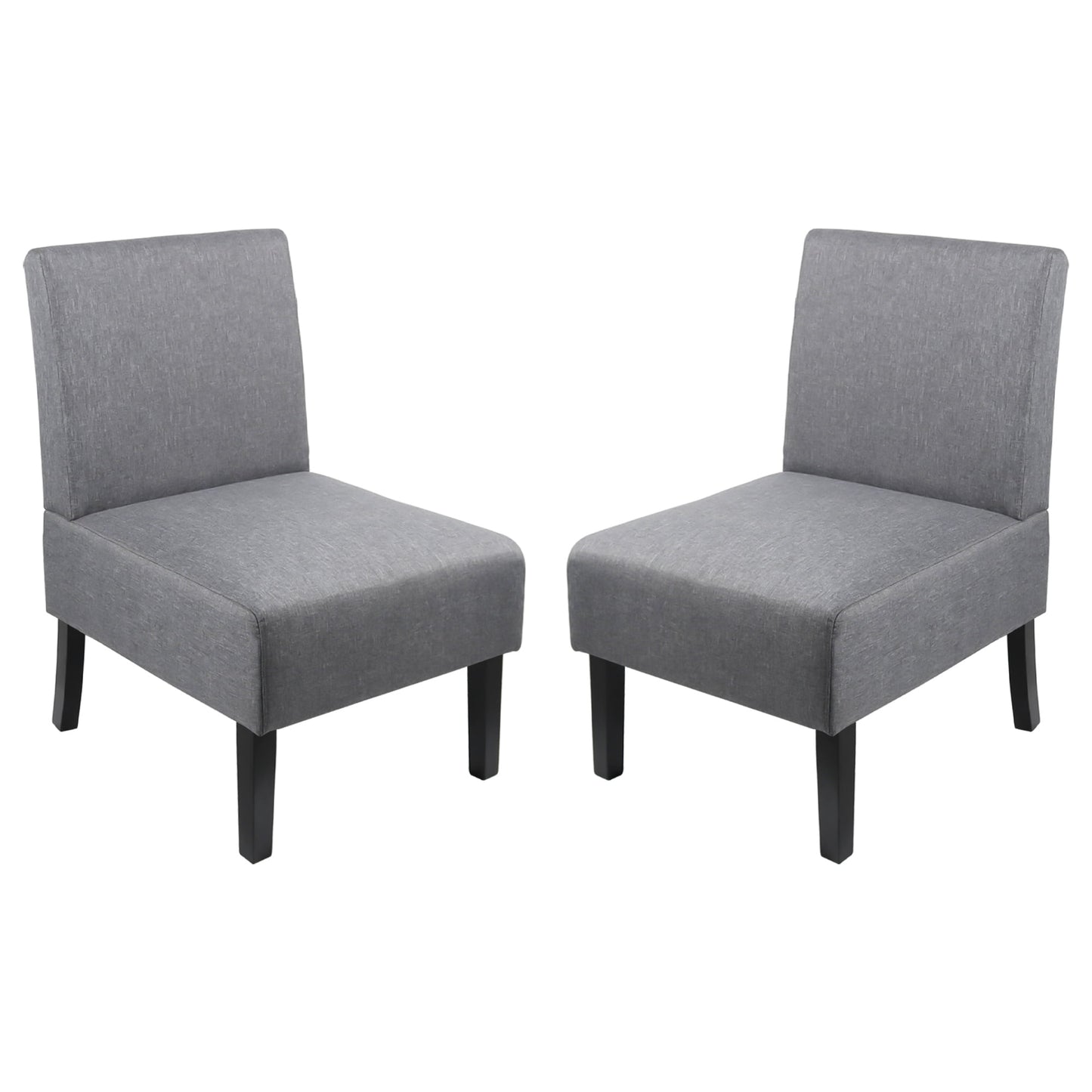 AODAILIHB Living Room Armless Accent Chair Set of 2, Modern Dining Fabric Lounge Reading Chairs, Gray