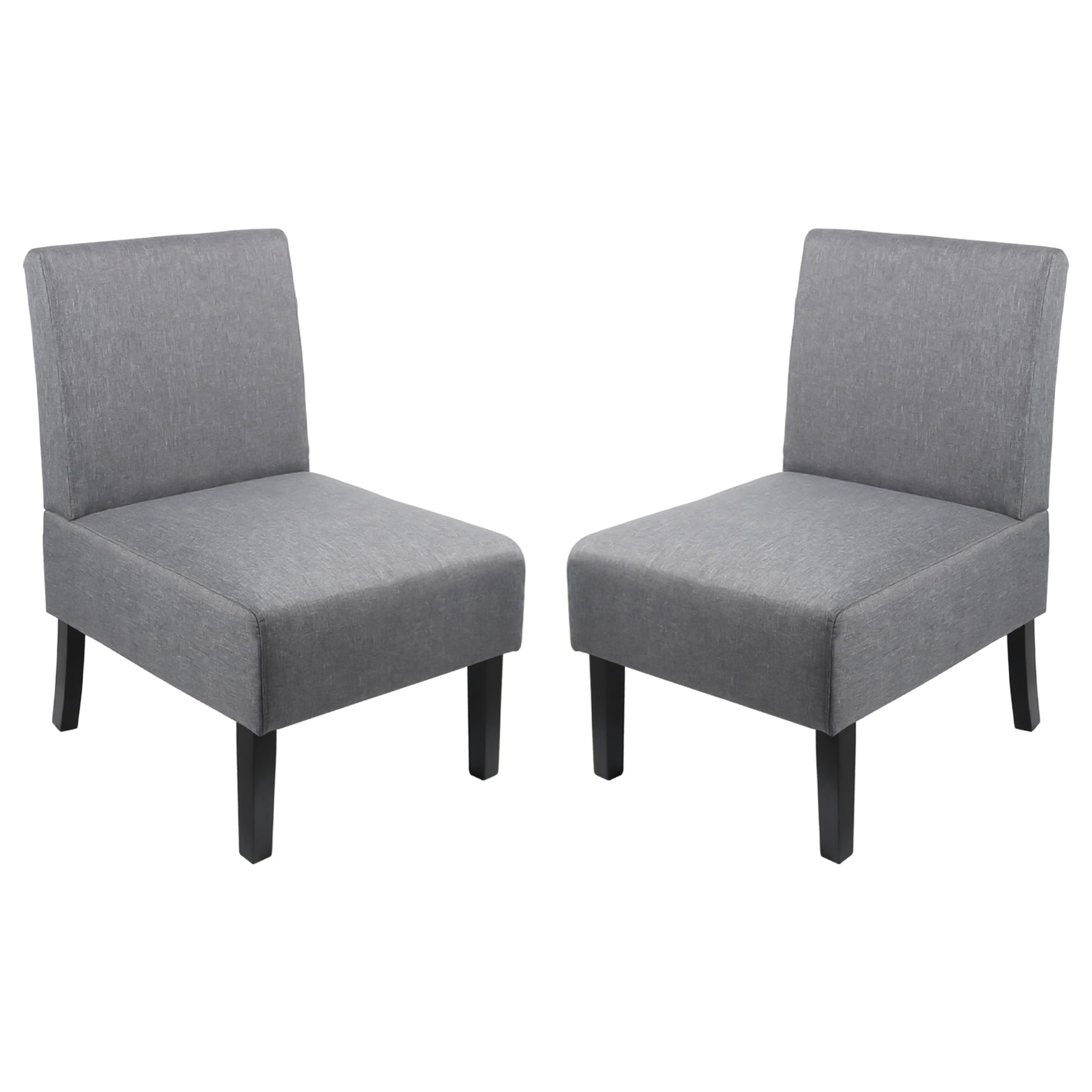AODAILIHB Living Room Armless Accent Chair Set of 2, Modern Dining Fabric Lounge Reading Chairs, Gray