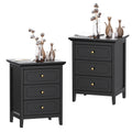 AODAILIHB Wood Nightstand with Drawers set of 2, 3-Drawer Modern Dresser, Storage Drawer Bedside Table