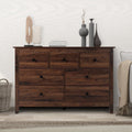 LAZZO 7-Drawer Dresser, Farmhouse Wooden Chest of Drawers for Bedroom Living Room and Hallway, Brown