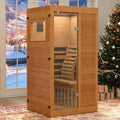LAZZO 1-Person Infrared Sauna, Full Spectrum Indoor Dry Sauna with Carbon Heaters, Red Light, Bluetooth and 8-Color Chromotherapy, 950W 110V