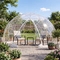 LAZZO 12x7 Ft Garden Dome Tent, Outdoor Clear Bubble Tent with 360° View, Weatherproof Geodesic Igloo Tent with Ventilation Windows for Backyard and Patio