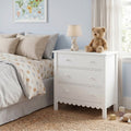 LAZZO 3-Drawer Nightstand, Modern Bedside Table with 2 Sets of Replacement Handles for Bedroom, White
