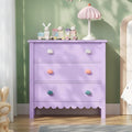 LAZZO 3-Drawer Nightstand, Modern Bedside Table with 2 Sets of Replacement Handles for Bedroom, Purple