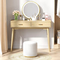 LAZZO 40" Desk with Drawers, Modern Vanity Computer Desk for Bedroom and Small Spaces, Natural Wood