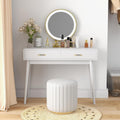 LAZZO 40" Desk with Drawers, Modern Vanity Computer Desk for Bedroom and Small Spaces, White