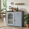 LAZZO Bar Cabinet with Mini Fridge Space, 41.7" Storage Cabinet with Power Outlet, Drawer and Adjustable Shelves for Kitchen and Dining Room