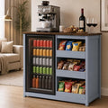 LAZZO 42" Bar Cabinet with Mini Fridge Space, Coffee Bar Cabinet with 3 Open Drawers for Kitchen and Dining Room, Blue