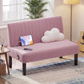 LAZZO 43" Mini Small Comfy Couch Armless Loveseat Sofa with USB Port, Pink