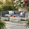 LAZZO 5-Piece Patio Furniture Set, Outdoor Wicker Conversation Set with Thick Cushions & Coffee Table for Backyard and Garden, Gray