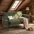 LAZZO 51" Loveseat Sofa, 2 Seater Small Space Couch with USB Charging Port & Side Pocket for Bedroom Office, Green