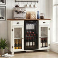 LAZZO Bar Cabinet with Mini Fridge Space, 52“ Storage Cabinet with Power Outlet and Goblet Holder for Kitchen, Dining and Living Room