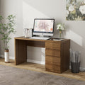 LAZZO 53" Computer Desk with 3 Drawers, Executive Writing Desk with File Storage Drawer for Home Office, Brown
