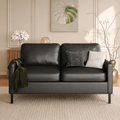 LAZZO 56" Faxu Leather Loveseat, 2-Seater Sofa with USB Charging Ports and Side Pockets for Living Room, Bedroom and Office, Black