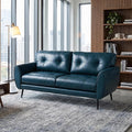 LAZZO 61“ Loveseat Sofa, Tufted Faux Leather 2-Seater Couch for Small Spaces, Blue