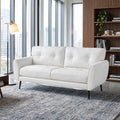 LAZZO 61“ Loveseat Sofa, Tufted Faux Leather 2-Seater Couch for Small Spaces, White
