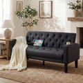 LAZZO 62" Loveseat Sofa, Tufted Couch with USB Ports and Cupholders for Living Room, Office and Bedroom, Black