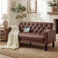 LAZZO 62" Loveseat Sofa, Tufted Couch with USB Ports and Cupholders for Living Room, Office and Bedroom, Brown