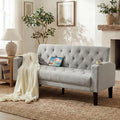 LAZZO 62" Loveseat Sofa, Tufted Couch with USB Ports and Cupholders for Living Room, Office and Bedroom, Light Gray