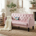 LAZZO 62" Loveseat Sofa, Tufted Couch with USB Ports and Cupholders for Living Room, Office and Bedroom, Pink