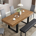 LAZZO Farmhouse Rustic Extendable Dining Table, 63"-79" Rectangular Wooden Kitchen Table for 4-8, Brown