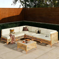 LAZZO 7 Pieces Outdoor Conversation Set, PE Rattan Wicker Patio Furniture Sets, All Weather Sectional Sofa with Beige Cushions