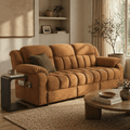 LAZZO 76.5" Power Reclining Sofa, 3-Seater Home Theater Couch with Adjustable Backrest & Storage Pockets, Brown