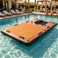 LAZZO 8 x 5 FT Inflatable Floating Dock, Anti-Slip EVA Foam Platform with Dog Ramp & Air Pump for Pool and Lake