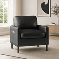 LAZZO Accent Chair, Faux Leather Upholstered Armchair for Living Room, Bedroom and Apartment, Black