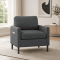 LAZZO Accent Chair, Linen Upholstered Armchair for Living Room, Bedroom and Apartment, Dark Gray