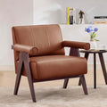 LAZZO Accent Chair, Mid-Century Modern Leather Armchair, Single Lounge Chair for Living Room & Lobby Waiting Area, Brown