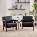 LAZZO Accent Chair Set of 2, Mid-Century Modern Leather Armchair, Single Lounge Chair for Living Room & Lobby Waiting Area, Black