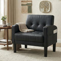 LAZZO Accent Chair, Comfy Single Leather Sofa Armchair with Side Pockets for Living Room and Office, Black